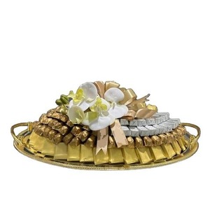 Nouveau design moderne plateau de service en chocolat de forme personnalisée plateau à chocolat en métal poli or de haute qualité - Product Image 5