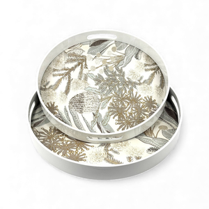 Plateau en laque fait main avec motif de feuille, design naturel pour servir les aliments, utilisation décorative sur table et intérieur de la maison en provenance du Vietnam - Product Image 1