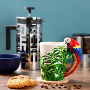 Tazas de Cerámica Novedosas para Amantes de las Ara, Juego de 2 con Asas de Animales en 3D, Hechas a Mano, Capacidad de 200 ml, para Cafeterías, Regalos para el Día del Padre - Product Image 5
