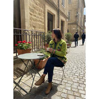 Veste en coton tissé écologique Prairie Chic à manches longues et col mandarin, motif floral artisanal de Jaipur, couleur lime, pour le printemps