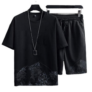 Conjunto Deportivo de Verano para Hombre al por Mayor, 2 Piezas, Camiseta y Pantalones Cortos, Ligero y Transpirable, Poliéster/Algodón, Logotipo Personalizado - Product Image 2