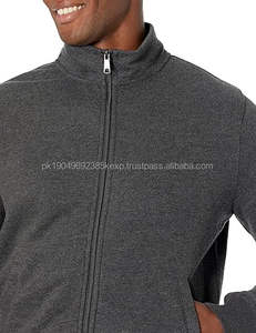 Sweat-shirt d'entraînement à col montant pour hommes-Mode décontractée solide sweat zippé personnalisé - Product Image 3