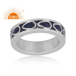 แหวนพลอย Lapis Lazuli ธรรมชาติสำหรับสตรีแหวนเงินแท้925ดีไซน์ใหม่ - Product Image 5