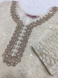 Trendmalls Women's Ethnic Embroidery Salwar <b>Suit</b> Set Kurta Sharara with Dupatta for <b>Wedding</b> (G63-Offwhite) - Product Image 6