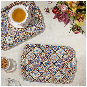 Plateau de service artisanal en métal à motif floral noir, design moderne et écologique, idéal pour les cadeaux de mariage, haute qualité 2025 - Product Image 6