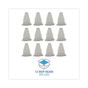 Boardwalk 24 Onzas Cabezal de Mopa de Microfibra Plano con Cesta de Plástico y Mango Rectangular para Uso en Suelos, Color Blanco, 12 Unidades/Caja, Envío Gratis - Product Image 4