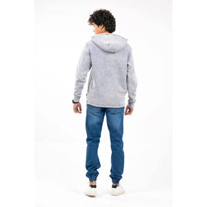 Sudaderas con capucha para hombre hechas a medida 100% algodón 450 GSM color azul cielo con lavado ácido manga larga media cremallera con bolsillo OEM - Product Image 5