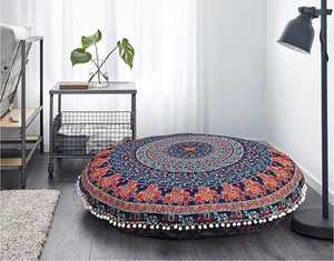 Housse de coussin de méditation en pur coton bohème indien grand Mandala taies d'oreiller rondes pour décor de ferme meilleur matériel - Product Image 4