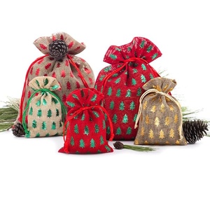 Metallic Christmas Tree Fabric Bag for Party Favors - Product Image 1
