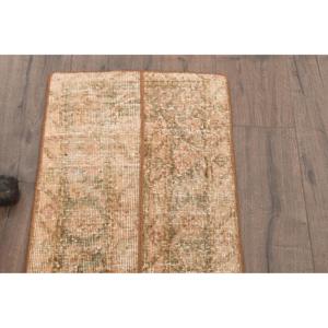 Turkish Runner Rug, 1.5x6.5 ft Vintage Rug, <b>Brown</b> <b>Wool</b> Rug - Product Image 4