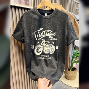 เสื้อยืดแขนสั้นพิมพ์ลายมอเตอร์ไซต์สำหรับผู้ชายเสื้อยืดผู้ชายแนวอเมริกันคอกลมทรงหลวมเสื้ออเนกประสงค์แฟชั่นสำหรับฤดูร้อน2023