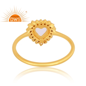 Hot selling 925 sterling silver 18k gold plated cz & rainbow <b>moon</b> stone gemstone stackable <b>ring</b> demi fine jewelry manufacturer - Product Image 4
