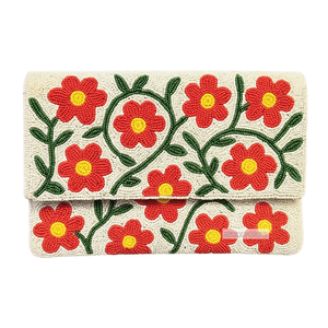 Pochette à motif floral perlé fabriquée à la main en gros Sac de soirée Sac à main perlé pour mariage et fête - Product Image 6