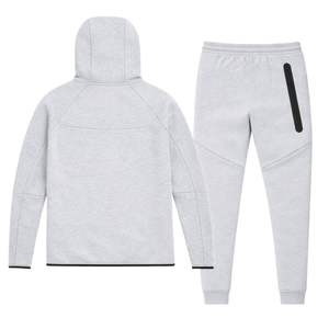 Conjunto Deportivo para Hombre, Chaqueta con Capucha y Cremallera Completa, Pantalones Deportivos, Estilo Windrunner, Color Gris Jaspeado, para Entrenamiento Atlético - Product Image 2