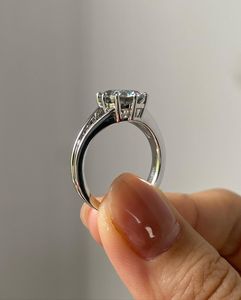 แหวนหมั้นเพชรเม็ดเดี่ยวสำหรับแต่งงาน3กะรัตสีเงิน925และโรเดียมสีเทาแบบยาวสำหรับงานเลี้ยง - Product Image 2