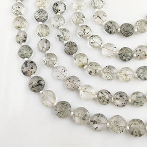 Cuentas Facetadas en Forma de Moneda con Punto Verde de 8-9 mm, 20-22 Cuentas en un Hilo de 8 Pulgadas, para Fabricación de Joyería Artesanal, Cuentas Redondas con Punto Verde - Product Image 2