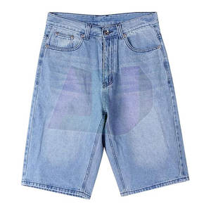 Casual <b>Men's</b> Breathable Straight Mid Waist Light <b>Wash</b> 100% Cotton Jeans Jorts-Durable Construction for Daily Summer Wear - Product Image 2