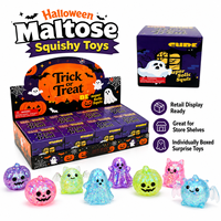 Nouveaux Squishies personnalisés Halloween en gel de maltose, géants, en forme de boulette, de citrouille et de fantôme, scintillants, jouets anti-stress avec boîte de présentation