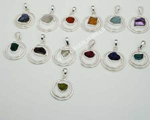 Pendentif fin en argent sterling massif 925 pierre de naissance de mars avec incrustation de réglage de lunette en apatite bleue brute pour pendentifs à breloque - Product Image 5