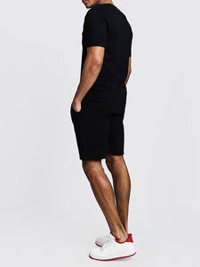 100% algodón Raw Hem Streetwear Sun Fade Sweat Shorts Set French Terry Custom Logo hombres camiseta y conjunto corto - Product Image 2