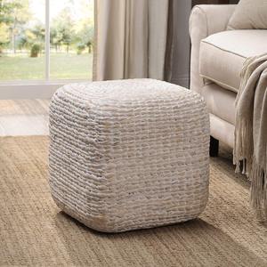 Pouf carré en jacinthe d'eau tressé pour repose-pieds et décoration d'intérieur, tabourets gonflés - Product Image 6