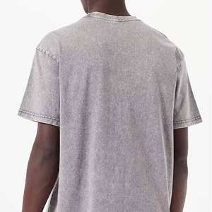 Camiseta de Algodón Vintage Lavada al Ácido para Hombre, al por Mayor, MOQ Bajo, Informal, Lisa, Talla Grande, Cuello Redondo, Estilo Urbano - Product Image 3