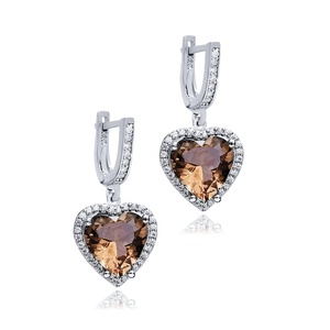 16x16mm forma de corazón sultanita CZ piedra colgante pendiente 925 plata esterlina venta al por mayor joyería fina turca - Product Image 3