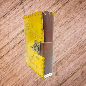 Vintage Leather Journal <b>Book</b> of <b>Shadows</b> Leather Bound Journal Leather Sketchbook Antique/vintage Deckle Edge Handmade Paper Gold - Product Image 6