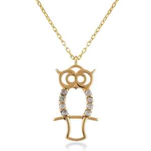 925 Sterling Silver Gold Plated Rhodium Plated Owl Pendant Sparkling CZ Dainty Minimalist Bird Lover Fine Jewelry <b>Necklace</b> - Product Image 1