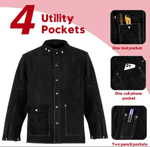 Chaqueta de soldadura seguridad resistente al calor fuerte cosido tamaños personalizados a prueba de fuego Anti corte chaqueta de soldadura de cuero para la venta - Product Image 6