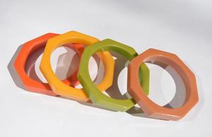 Pulsera de resina geométrica informal bohemia de gran venta, pulsera de cadena de eslabones largos acrílicos en forma de U multicolor para mujer, joyería de fiesta - Product Image 2