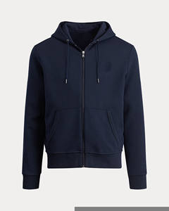 Men's <b>navy</b> hoodie with zipper and adjustable drawstrings for a comfortable casual and stylish look by Marfa International - Product Image 3