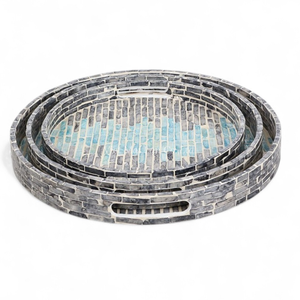 Plateau de service en nacre fait main, écologique, avec incrustations de coquillages naturels, en provenance du Vietnam, pour la table et la décoration de la maison - Product Image 2