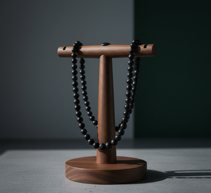 Collar de cuentas geométricas de obsidiana negra para mujer, Plata tibetana de 18 pulgadas, cerradura chapada en oro de 24 quilates, regalo de moda anudado a mano - Product Image 6