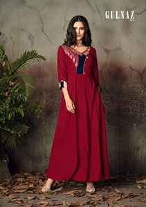 Usine directe exportation 4KG rayonne lourde Anarkali Kurti Long Kurti pour mariage Festival fête porter en soie quantité en gros - Product Image 3