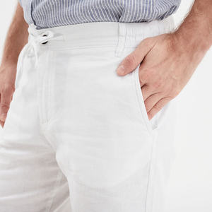 Shorts chino en lin et coton mélangé pour homme, à cordon de serrage, coupe slim, décontractés, légers, confortables, extensibles, respirants, rapides - Product Image 4