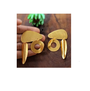 Último diseño Pendientes de latón familia cuadrado latón Fiesta de las mujeres producto de diseño atractivo Latón dorado brillante - Product Image 5