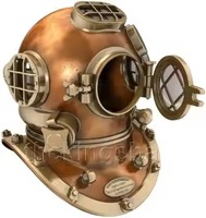 Casque de plongée décoratif H.M.A Handicrafts, motif cœur Art Déco, thème créatures marines, en laiton rétro, objet de collection marin