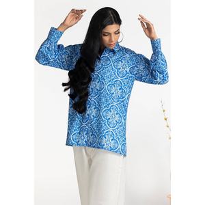 Túnica Casual para Mujer Blue Cross, Estampado Floral, Diseño Sólido, Popelina, Chifón, Volantes, Lentejuelas, Encaje, Tallas XL a 4XL, para Primavera y Otoño - Product Image 3