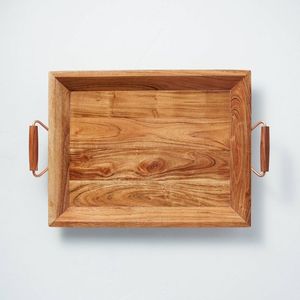 Plateau de piédestal en bois de manguier Plateau de service décoratif avec pieds pour table à manger et centre de cuisine - Product Image 5