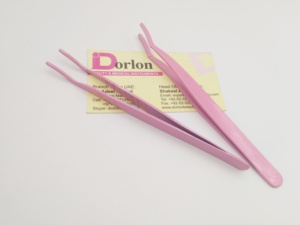 Pinzas aplicadoras de pestañas recubiertas de Color rosa con etiqueta personalizada privada, pinzas de acero inoxidable, aplicador profesional de pestañas postizas - Product Image 2