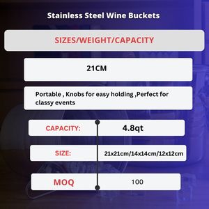 Meilleur prix seaux à glace ronds en acier inoxydable pour vin et bière poignées à double anneau pour le camping fabriquées en Inde - Product Image 6