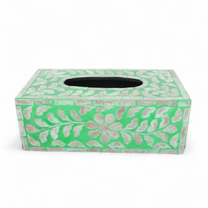 Caja de Pañuelos Hecha a Mano con Incrustaciones de Nácar, Caja Decorativa con Incrustaciones de Concha para Interiores de Boutique - Product Image 1