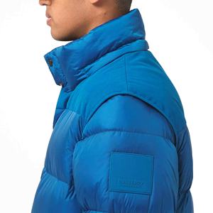 Blouson matelassé bleu personnalisé avec capuche, léger, chaud, vêtement d'extérieur d'hiver pour hommes et femmes, motif sur le devant - Product Image 3