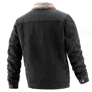 Veste en jean d'hiver pour homme Coupe-vent épaisse en polaire Chaude Vêtements de rue décontractés pour homme Col rabattu en fourrure Veste en jean personnalisée - Product Image 5