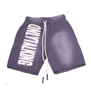 Pantalones cortos de lana Vintage de diseño personalizado para hombre, patrón sólido desteñido por el sol, estilos de bordado desgastado de algodón pesado - Product Image 4