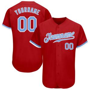 Meilleure vente Ensemble de maillots de baseball authentiques et personnalisés Vêtements d'équipe rouge clair bleu-blanc Vêtements de softball respirants de grande taille - Product Image 1