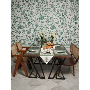 Shahjahani lujo Jacquard tejido camino de mesa Floral impreso tela a rayas para comedor fiestas hogar Hotel uso - Product Image 1