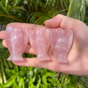 Handmade Rose Quartz Crystal Angel Carving <b>Valentine</b>’s Day Graduation Love Relationship Healing <b>Decor</b> Gift - Product Image 1