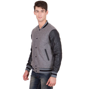 Wholesale OEM Custom Winter 100% Wool Varsity <b>Jacket</b> for <b>Men</b> High Street Style with Stand Collar Long Length <b>Thin</b> Thickness - Product Image 5